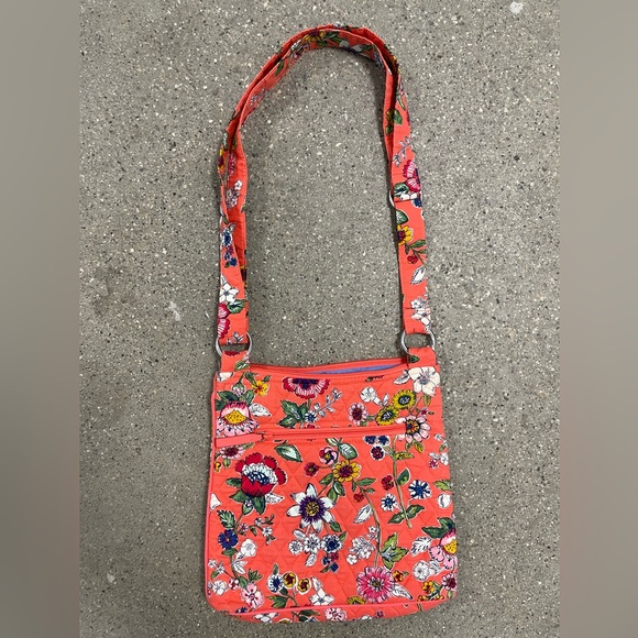 Vera Bradley Summer Crossbody Purse Peach Floral EUC Clean - Picture 4 of 11